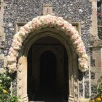 Rose and hydrangea church flower arch - Hengrave Hall wedding - Tudor Rose Florist - Bury St Edmunds