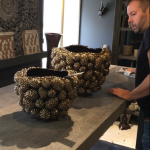 tables-being-designed-large-pine-cone-vases-bury-st-edmunds-tudor-rose-florist